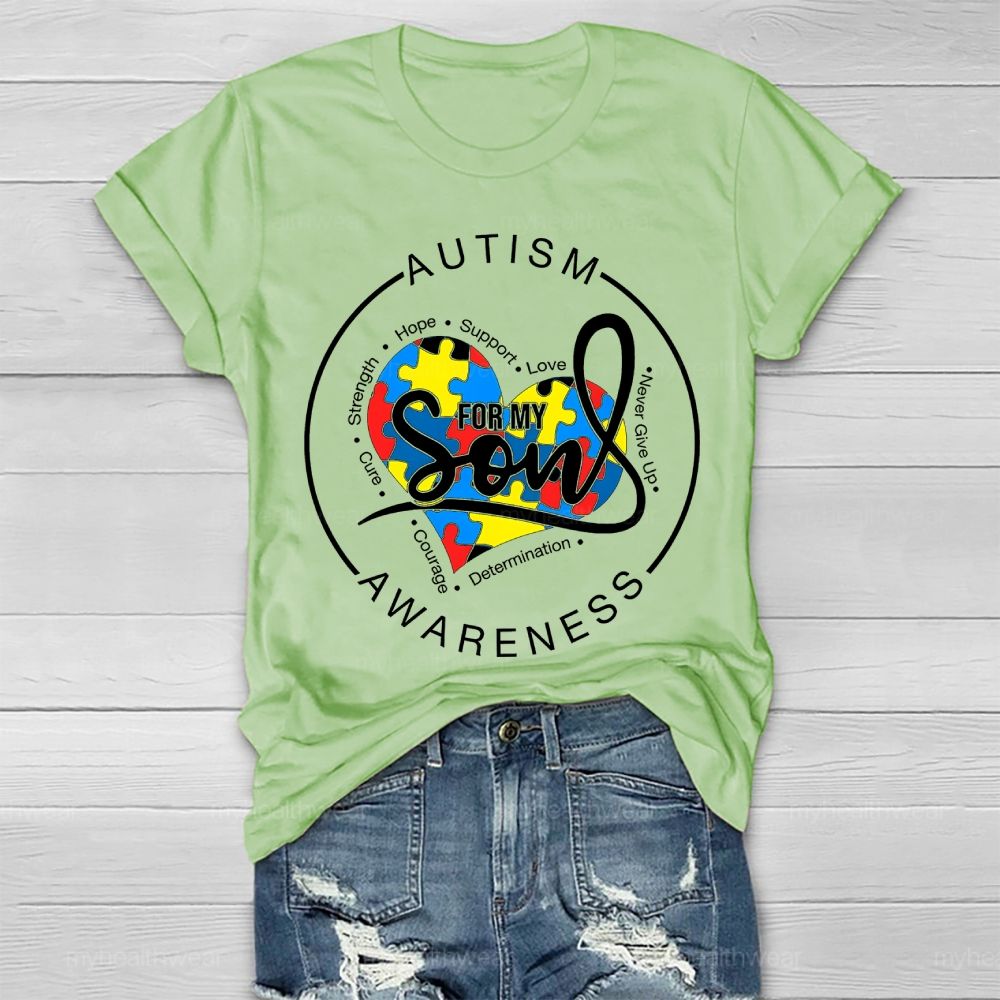 Autism Awareness For My Son Love Puzzle  Healthwear T-shirt