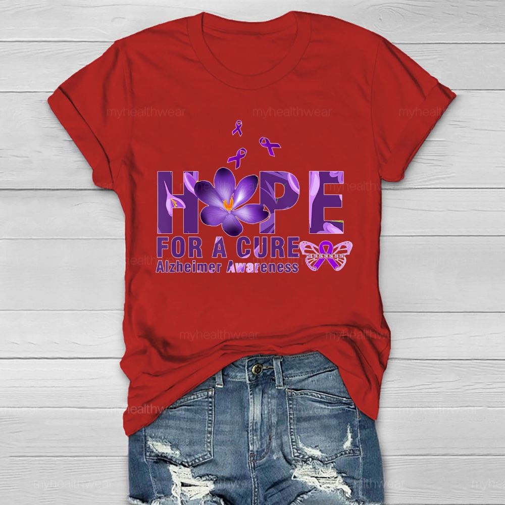 Hope For A Cure Alzheimer Awareness Daisy Butterfly Healthwear T-shirt