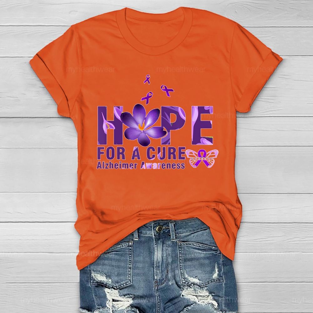 Hope For A Cure Alzheimer Awareness Daisy Butterfly Healthwear T-shirt