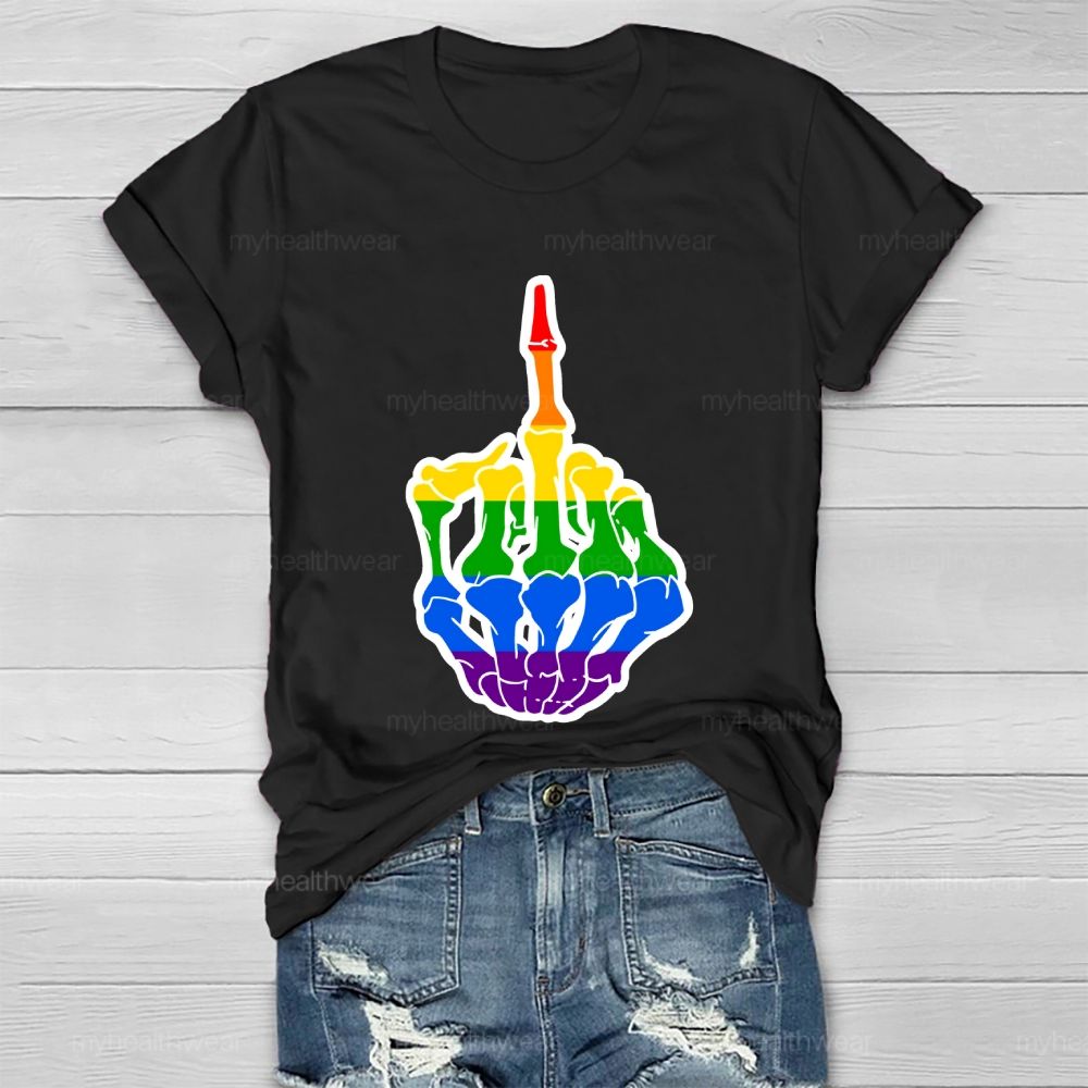 Rainbow Colors Skeleton Hand  Healthwear T-shirt