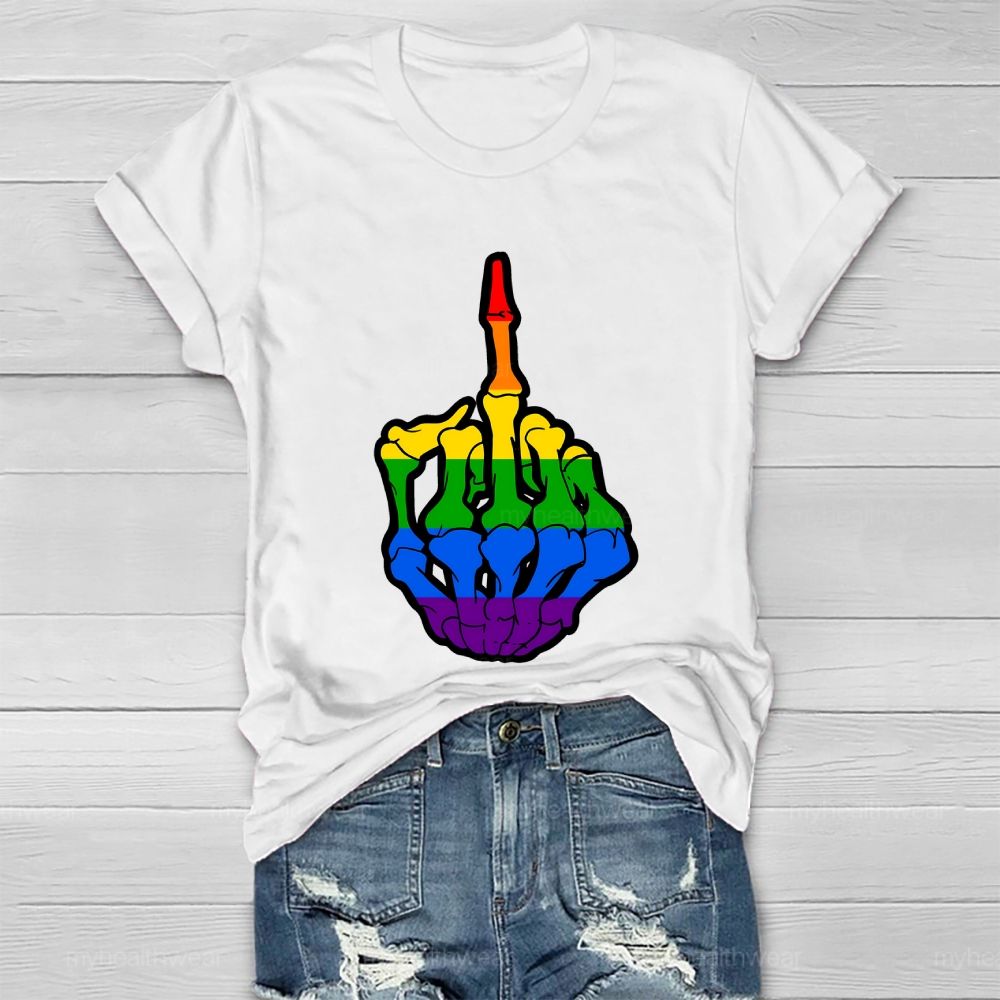 Rainbow Colors Skeleton Hand  Healthwear T-shirt