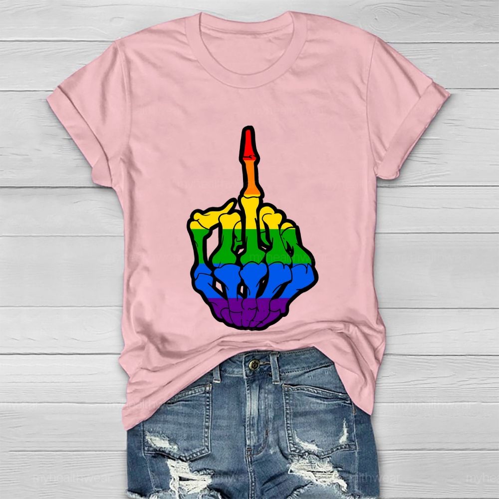 Rainbow Colors Skeleton Hand  Healthwear T-shirt