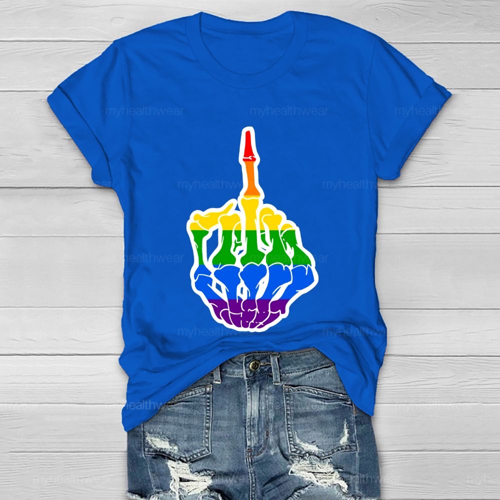 Rainbow Colors Skeleton Hand  Healthwear T-shirt