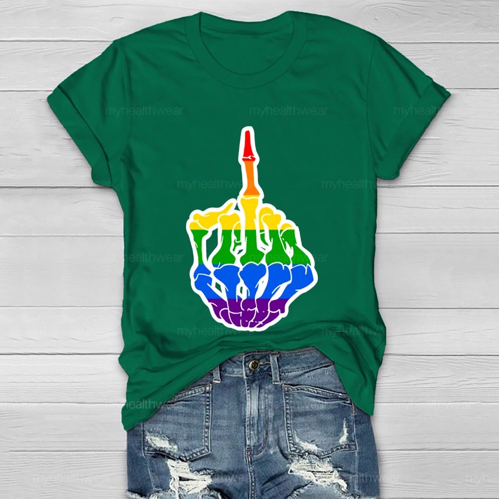 Rainbow Colors Skeleton Hand  Healthwear T-shirt