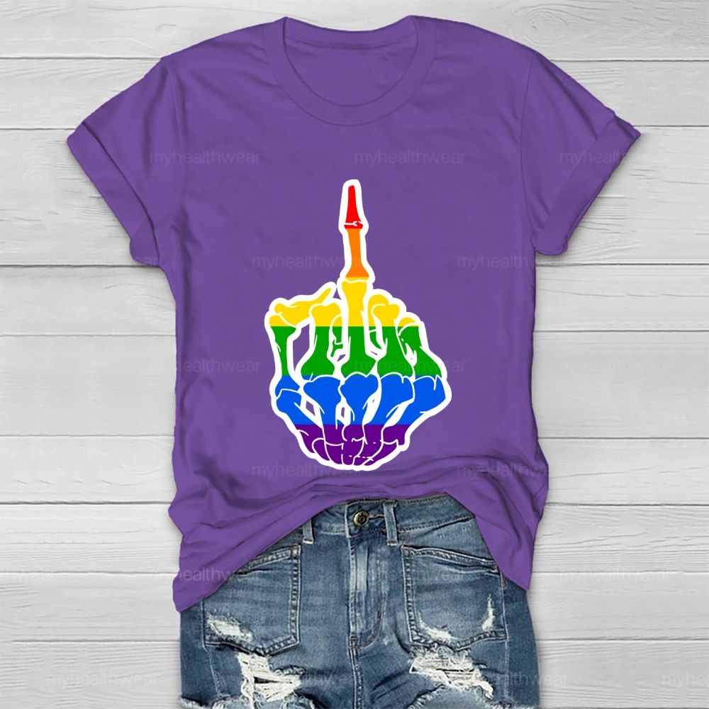 Rainbow Colors Skeleton Hand  Healthwear T-shirt