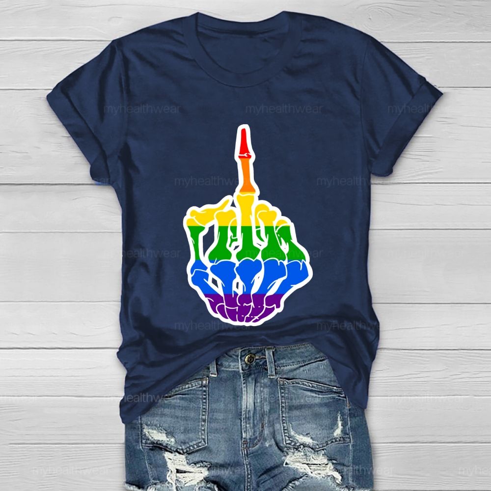 Rainbow Colors Skeleton Hand  Healthwear T-shirt