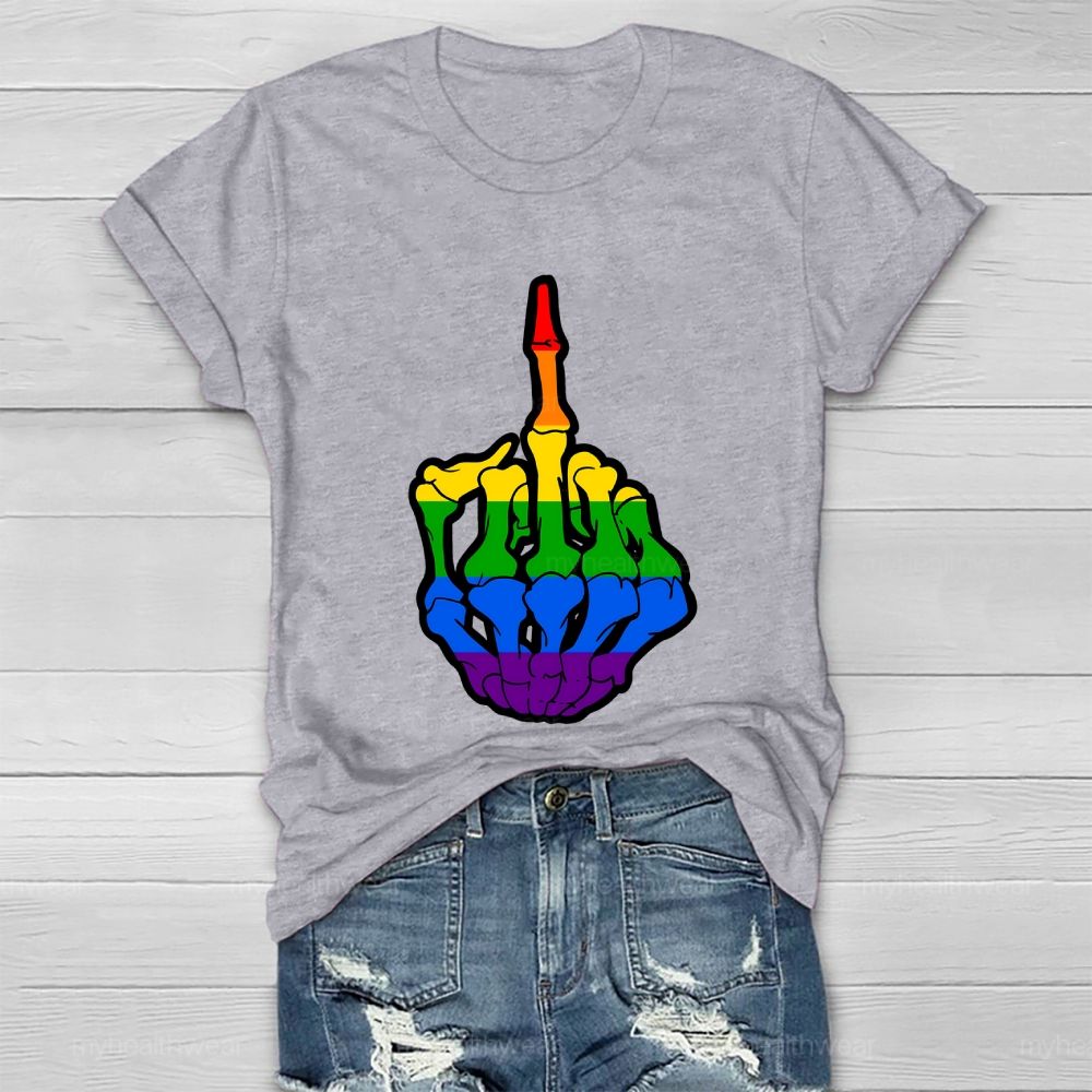 Rainbow Colors Skeleton Hand  Healthwear T-shirt