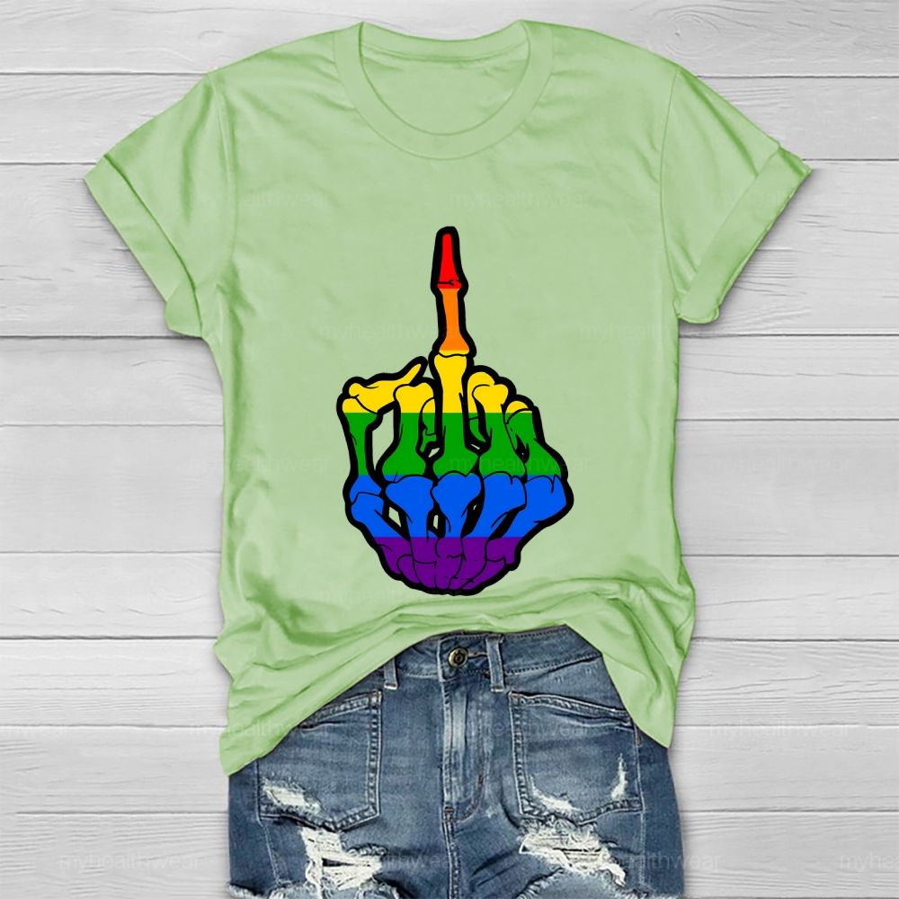 Rainbow Colors Skeleton Hand  Healthwear T-shirt