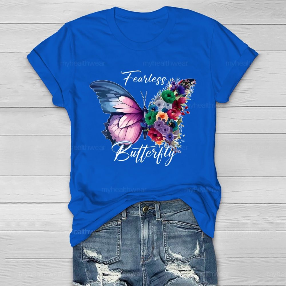 Fearless Butterfly Colorful Flowers Healthwear T-shirt