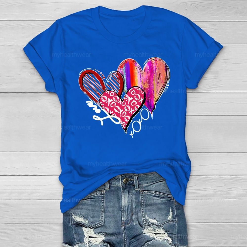 Love XOXO Heart Rainbow Graphic Healthwear T-shirt