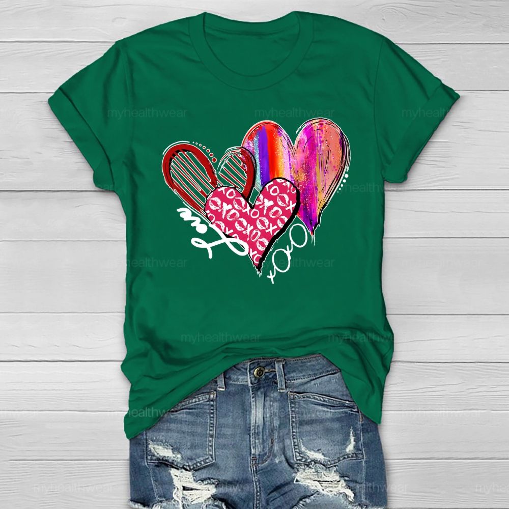Love XOXO Heart Rainbow Graphic Healthwear T-shirt