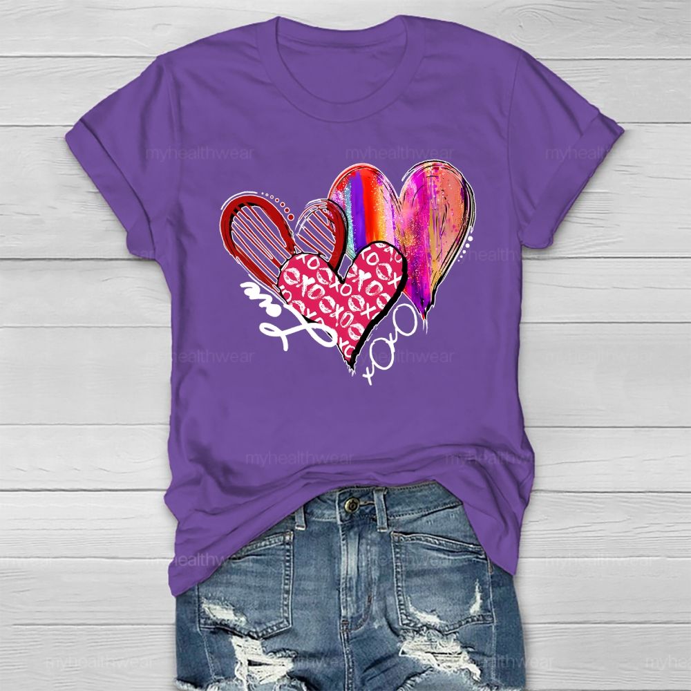 Love XOXO Heart Rainbow Graphic Healthwear T-shirt