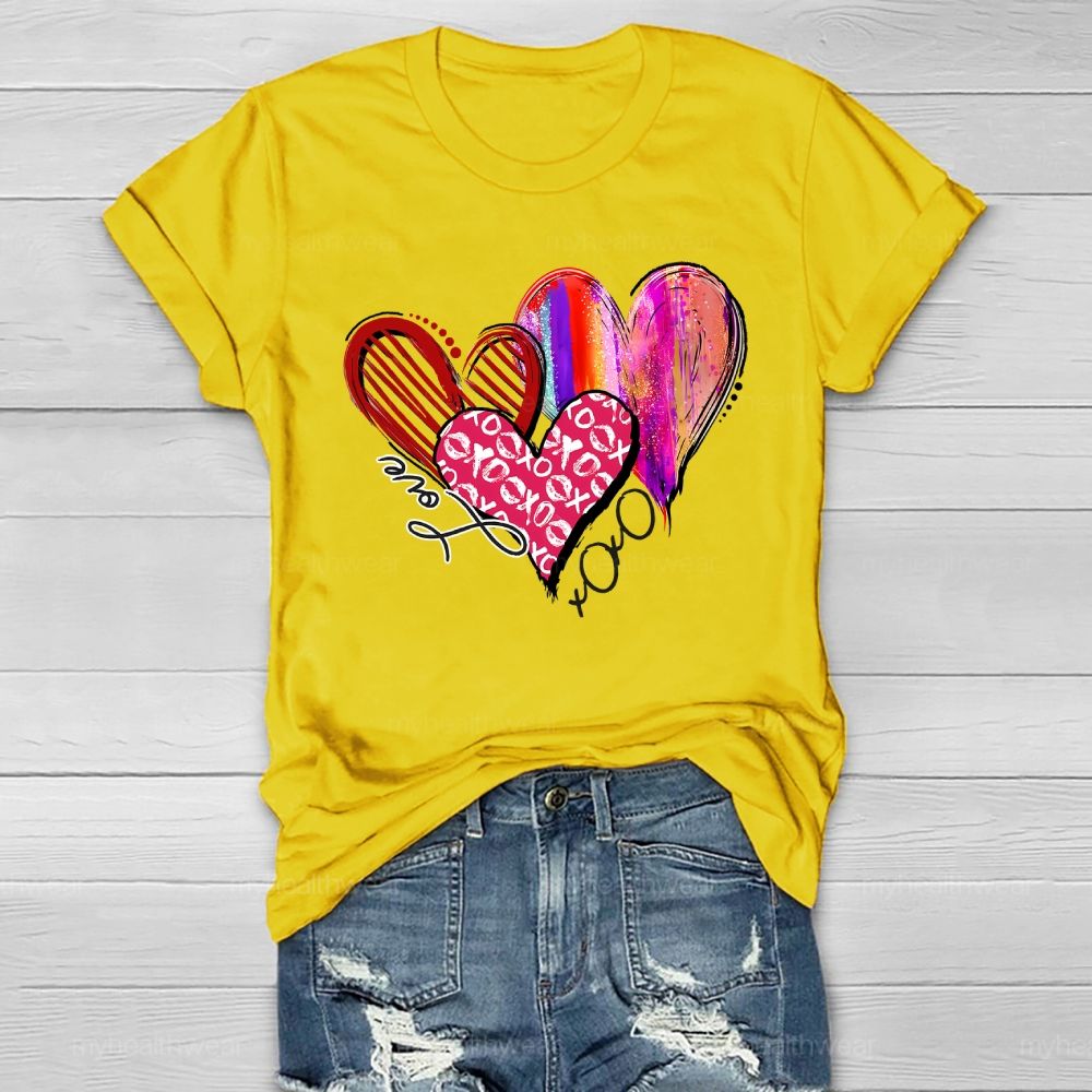 Love XOXO Heart Rainbow Graphic Healthwear T-shirt