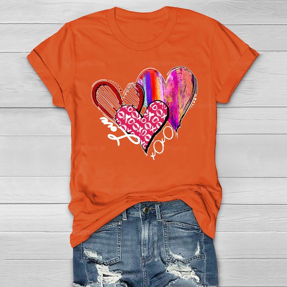 Love XOXO Heart Rainbow Graphic Healthwear T-shirt