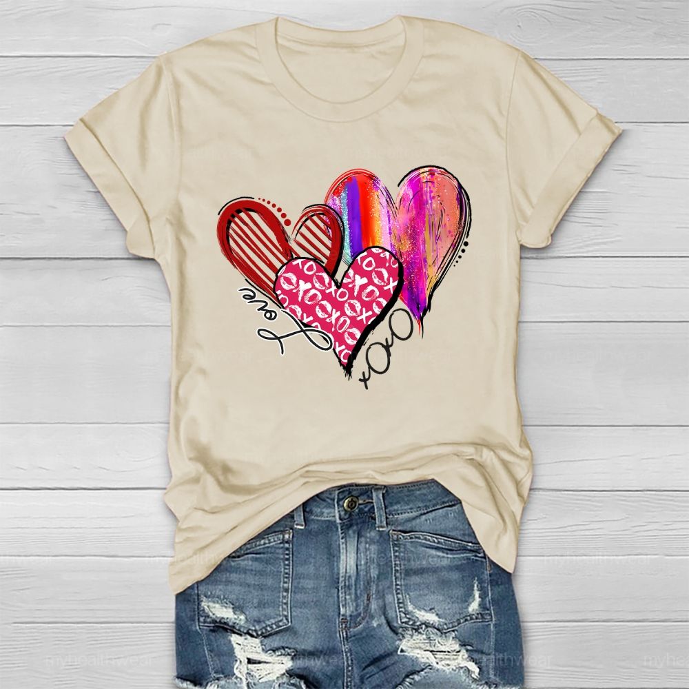 Love XOXO Heart Rainbow Graphic Healthwear T-shirt