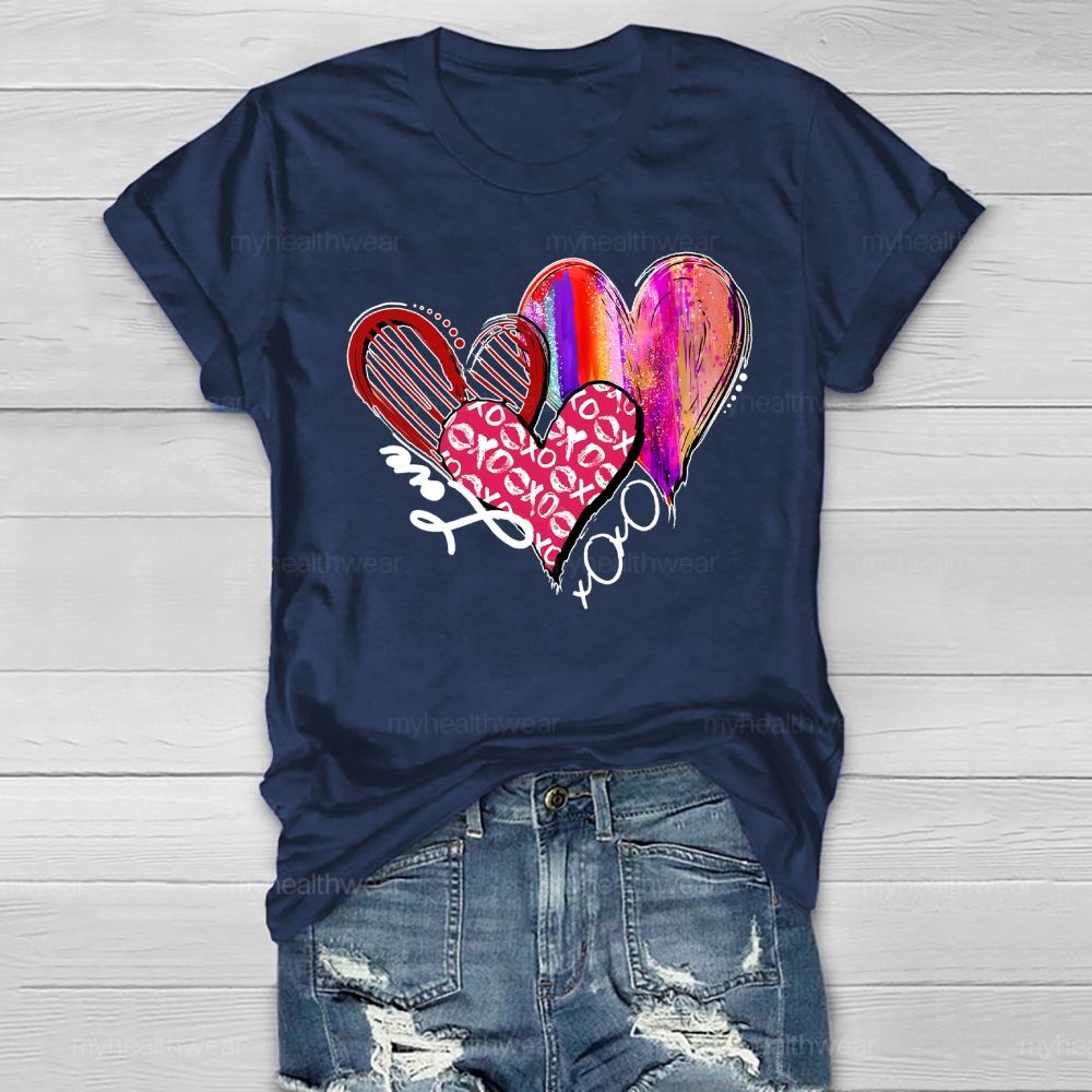 Love XOXO Heart Rainbow Graphic Healthwear T-shirt