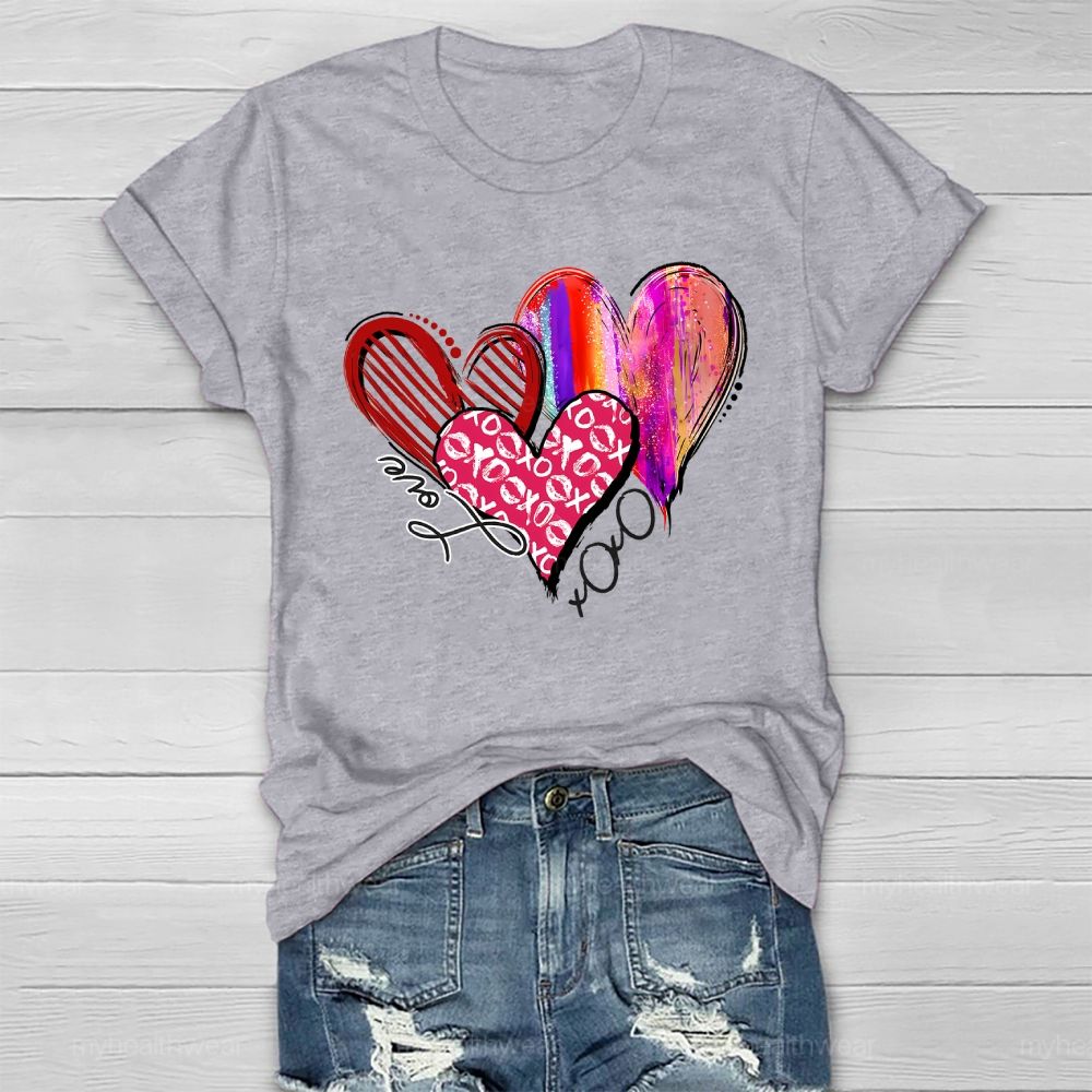 Love XOXO Heart Rainbow Graphic Healthwear T-shirt