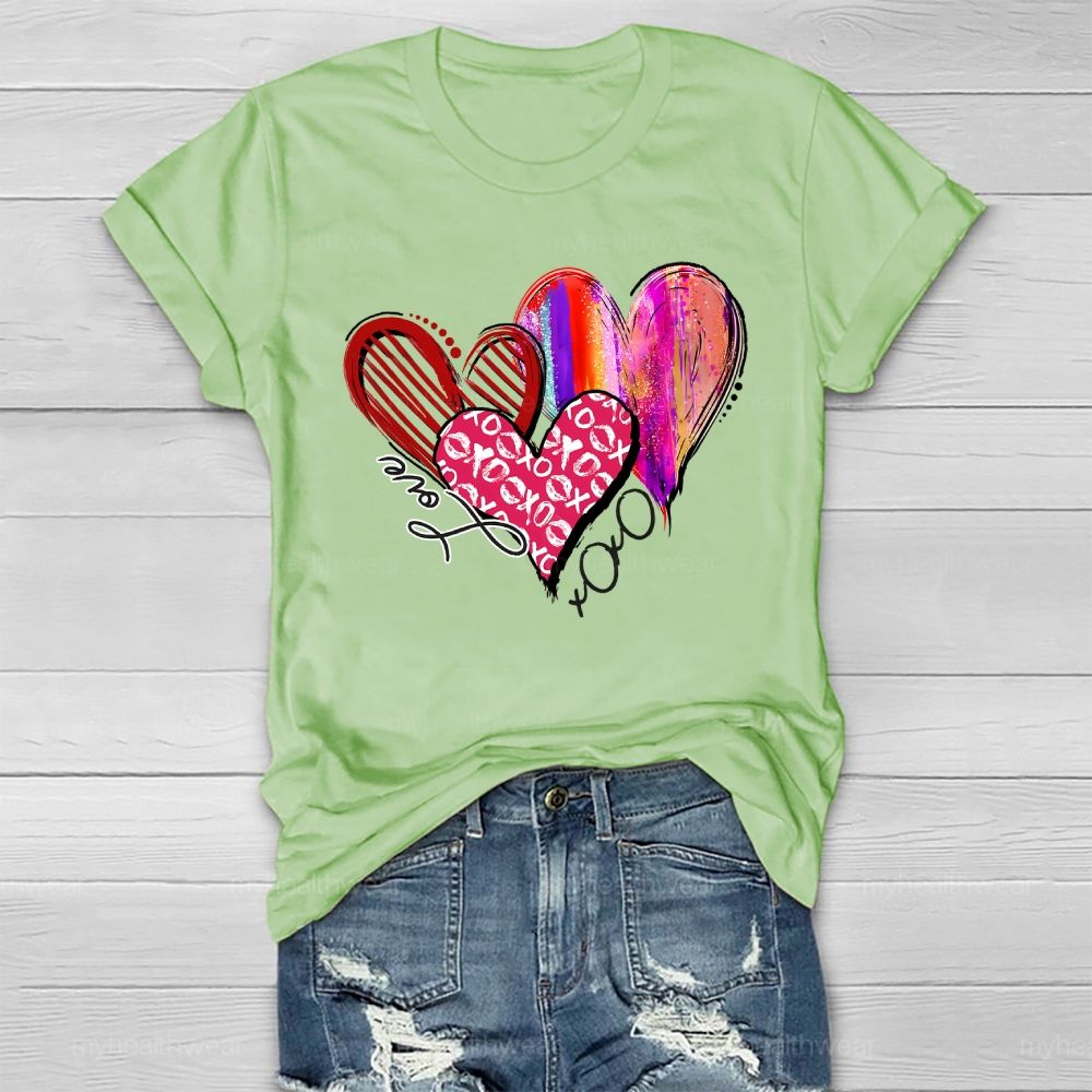 Love XOXO Heart Rainbow Graphic Healthwear T-shirt