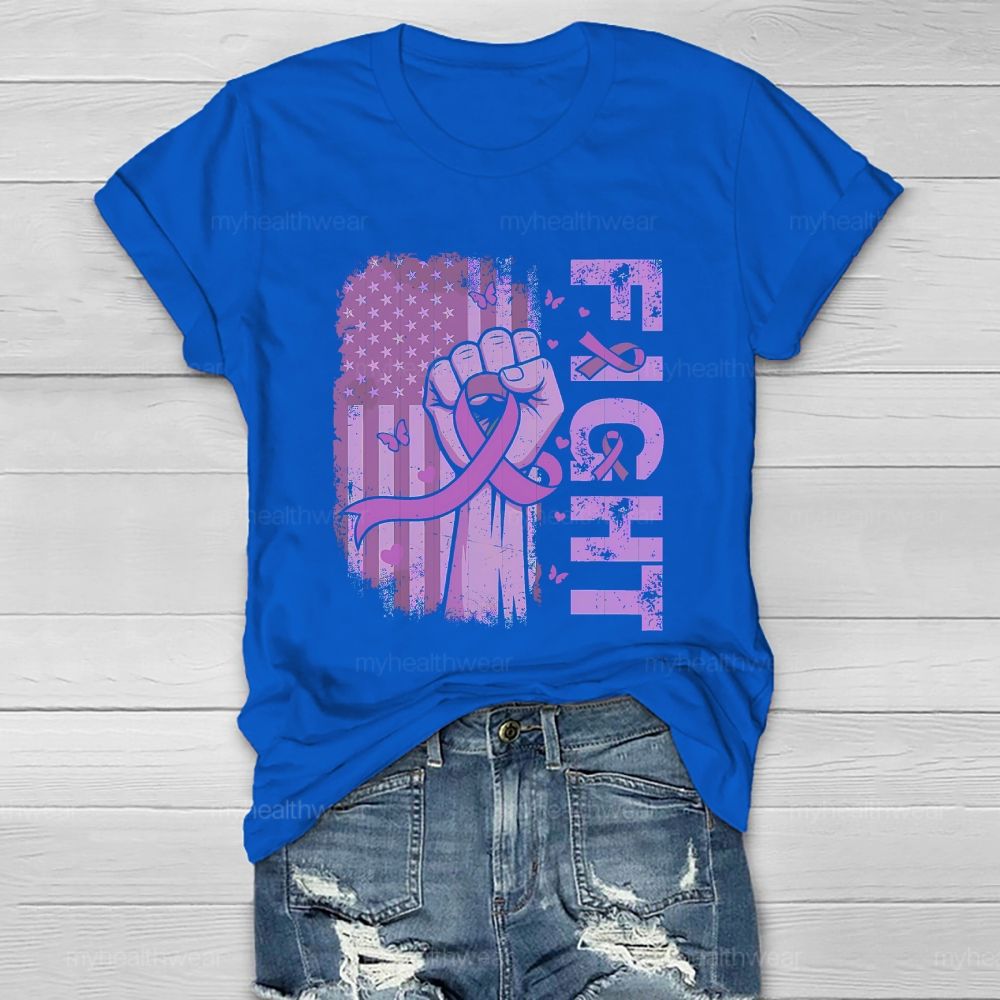 Fight Purple Ribbon Flag Star Healthwear T-shirt