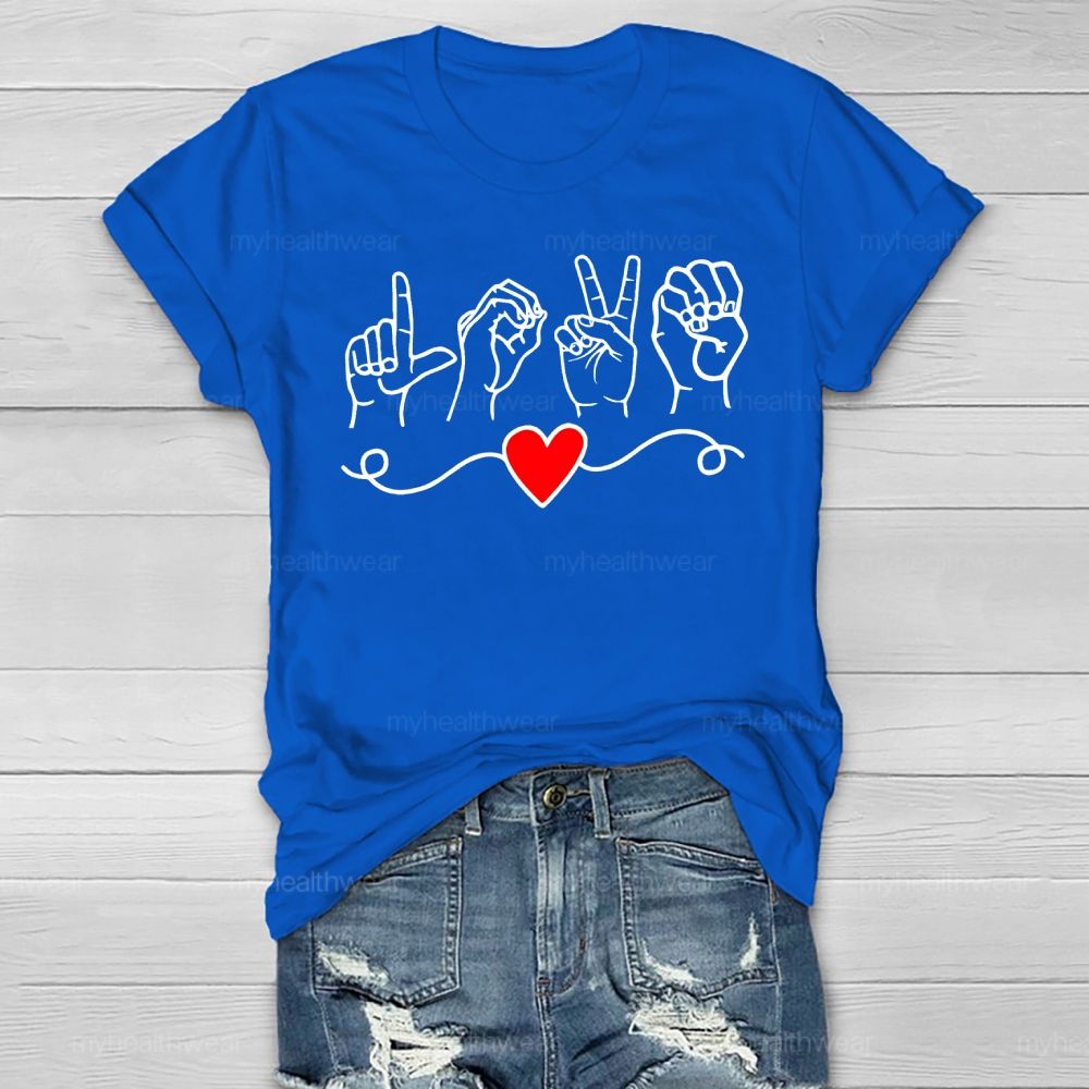 Love Heart Sign Language Healthwear T-shirt