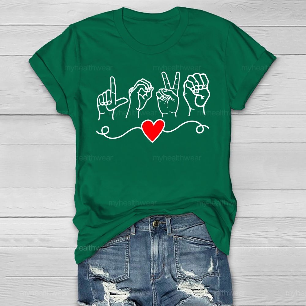 Love Heart Sign Language Healthwear T-shirt