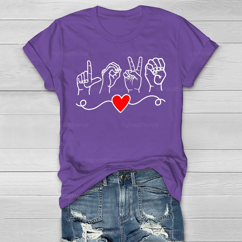 Love Heart Sign Language Healthwear T-shirt