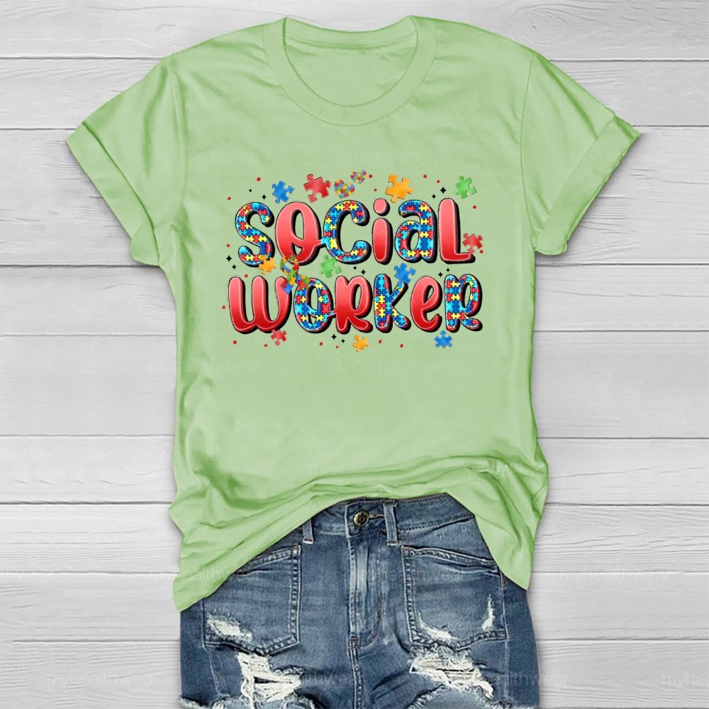 Social Worker Puzzle Letters Healthwear T-shirt