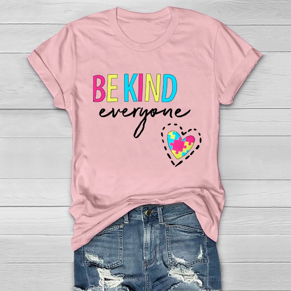 Be Kind Everyone Colorful Letters Heart Puzzle Healthwear T-shirt