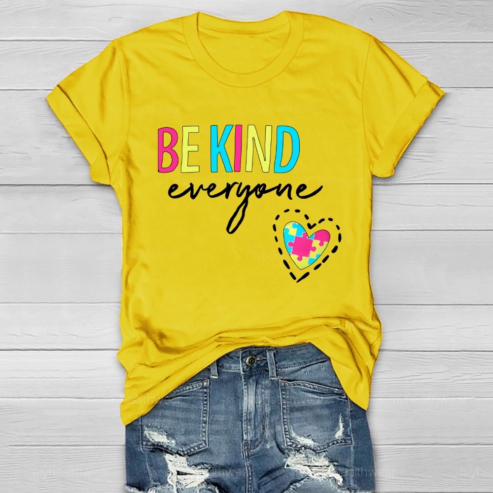 Be Kind Everyone Colorful Letters Heart Puzzle Healthwear T-shirt