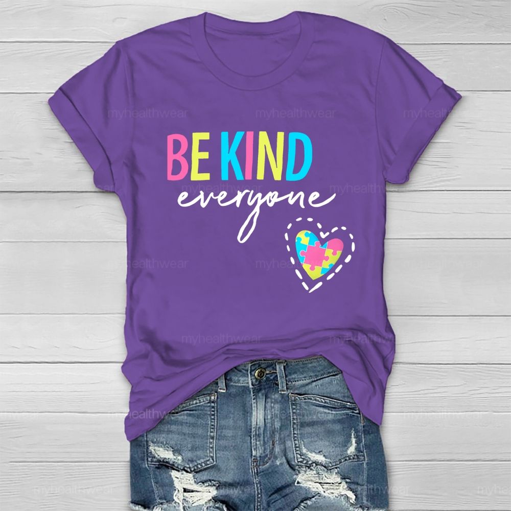 Be Kind Everyone Colorful Letters Heart Puzzle Healthwear T-shirt