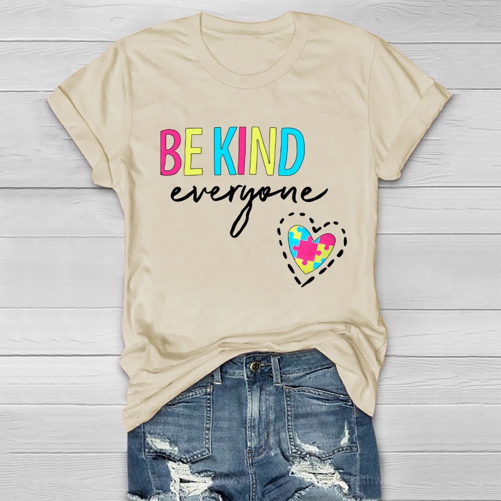 Be Kind Everyone Colorful Letters Heart Puzzle Healthwear T-shirt