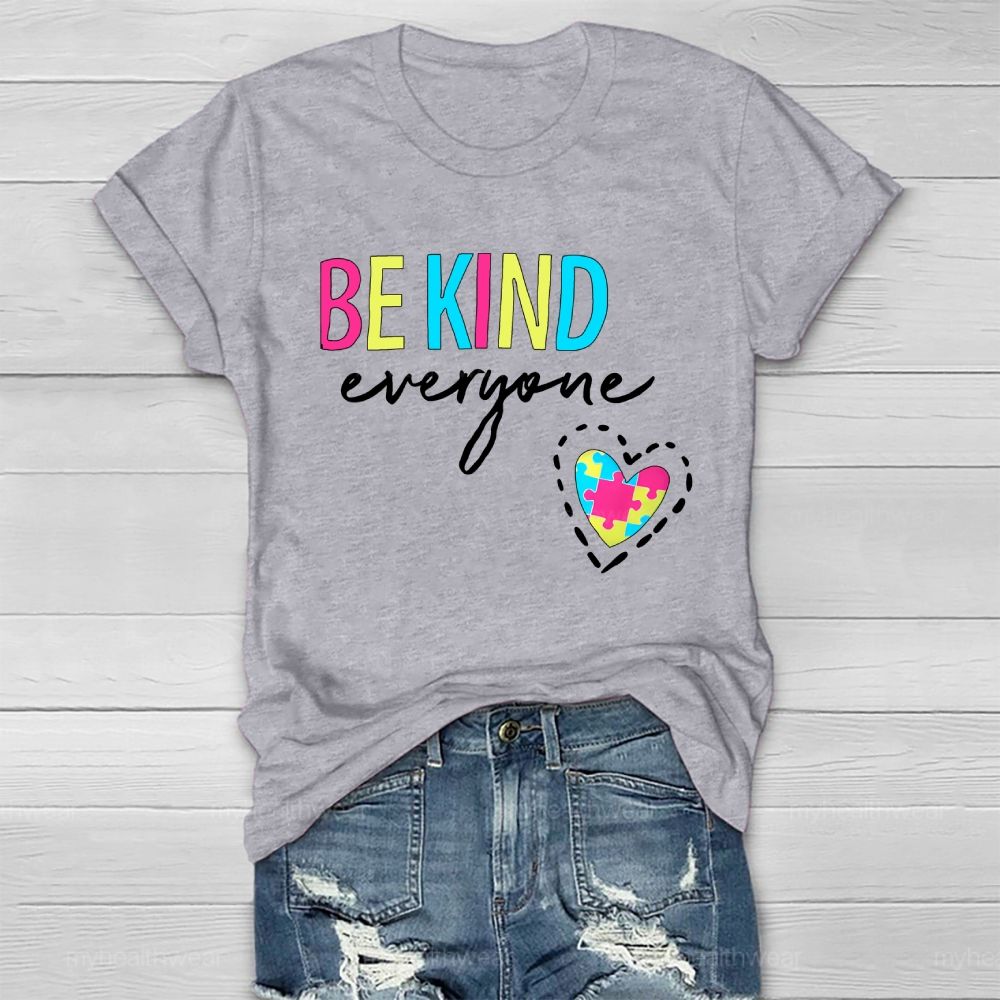 Be Kind Everyone Colorful Letters Heart Puzzle Healthwear T-shirt