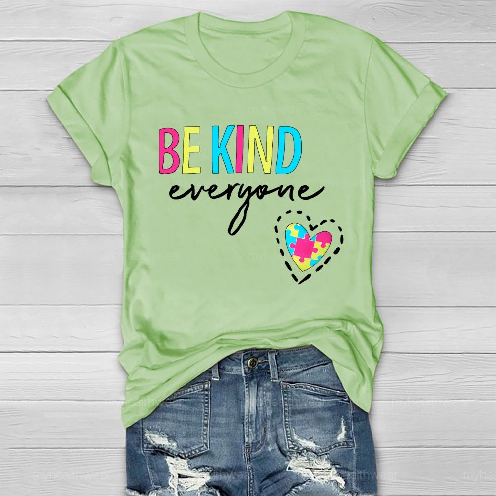 Be Kind Everyone Colorful Letters Heart Puzzle Healthwear T-shirt