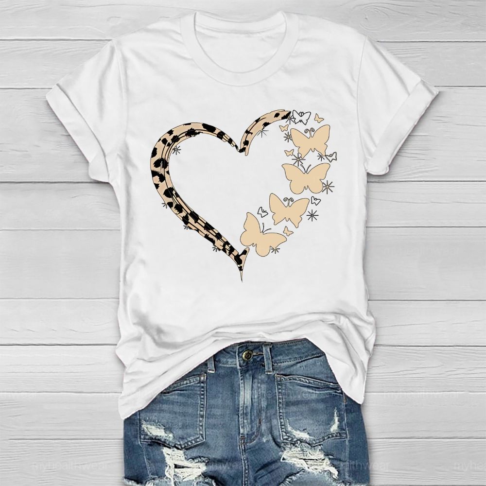 Love Heart Butterfly Pattern  Healthwear T-shirt