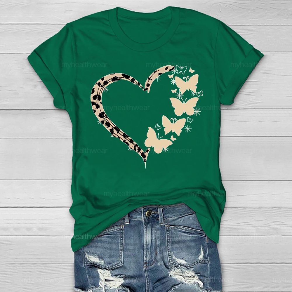 Love Heart Butterfly Pattern  Healthwear T-shirt