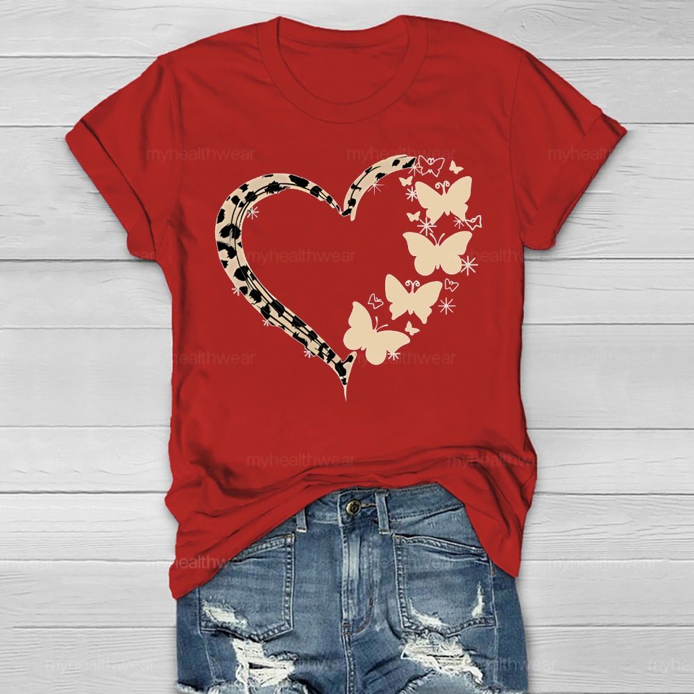 Love Heart Butterfly Pattern  Healthwear T-shirt