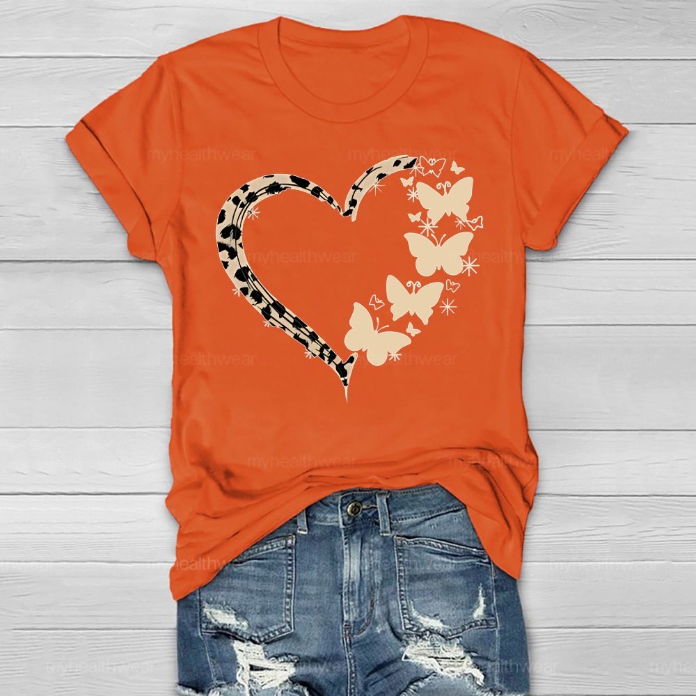 Love Heart Butterfly Pattern  Healthwear T-shirt