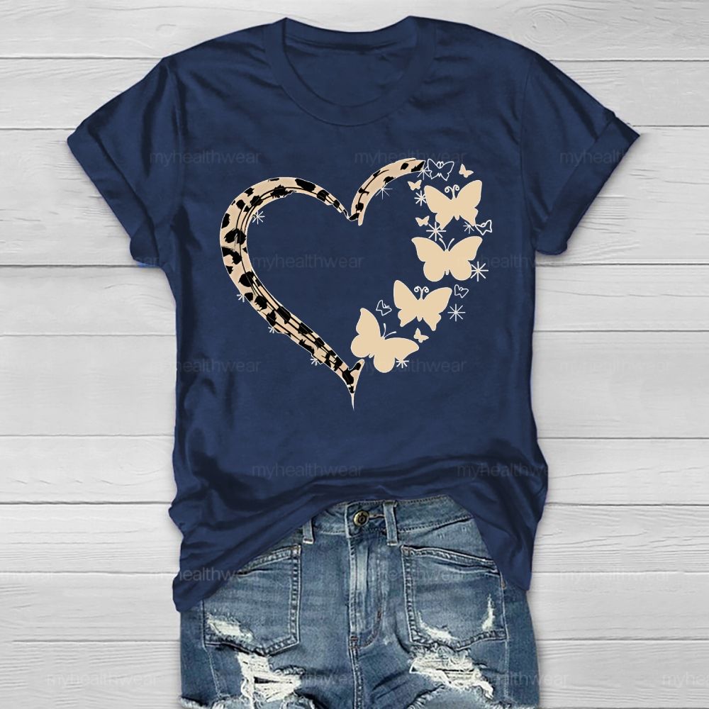 Love Heart Butterfly Pattern  Healthwear T-shirt
