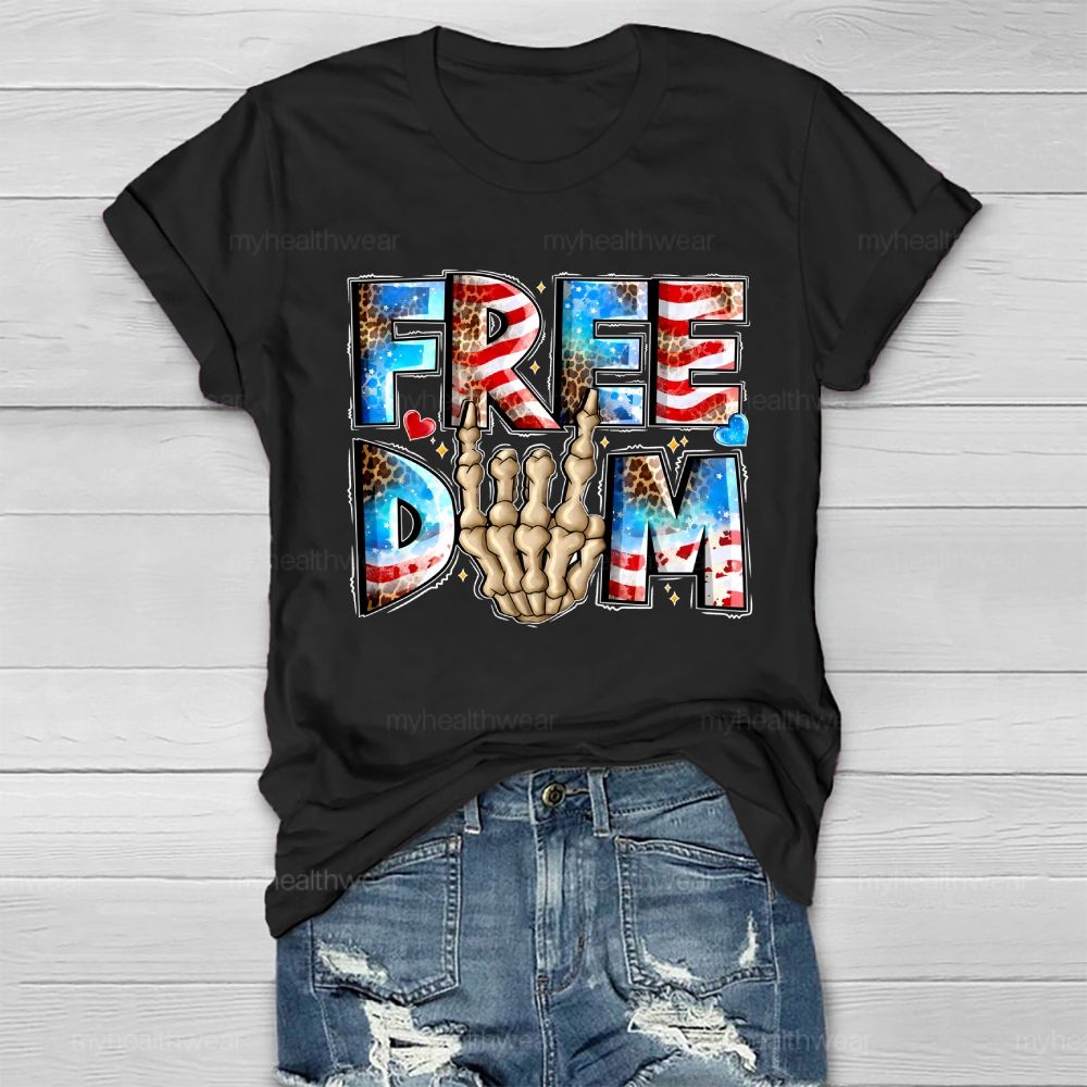 Freedom Independence Day Skull Hand Healthwear T-shirt