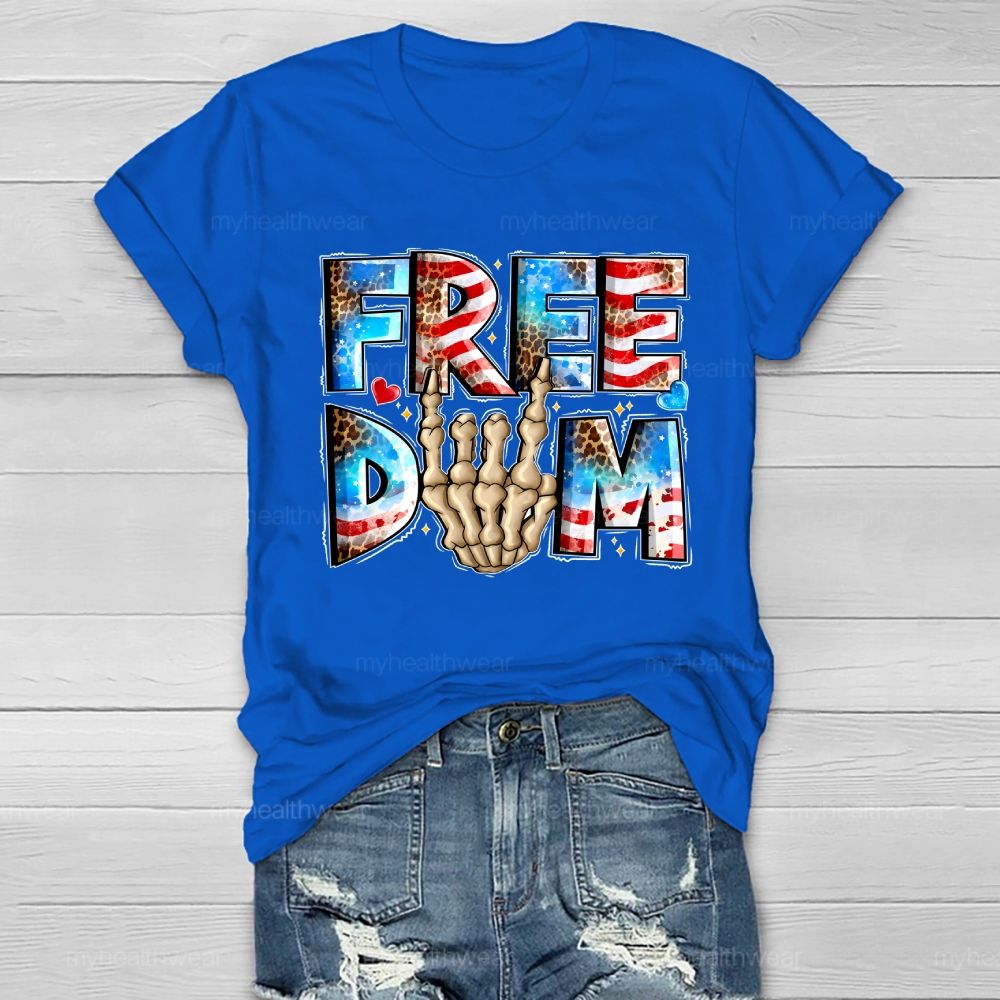 Freedom Independence Day Skull Hand Healthwear T-shirt