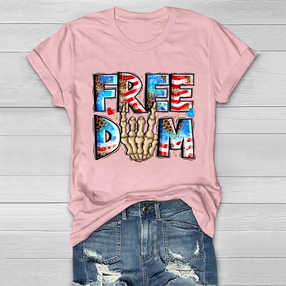 Freedom Independence Day Skull Hand Healthwear T-shirt