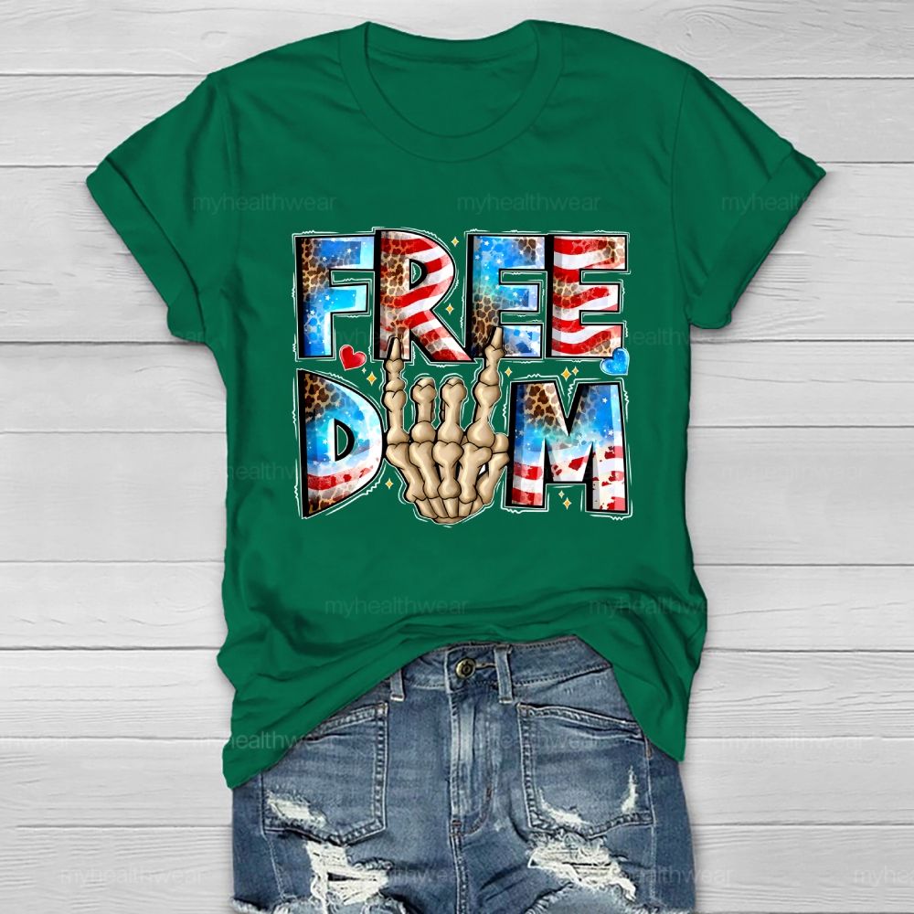 Freedom Independence Day Skull Hand Healthwear T-shirt
