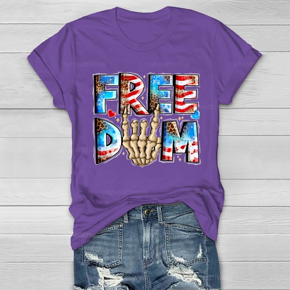 Freedom Independence Day Skull Hand Healthwear T-shirt