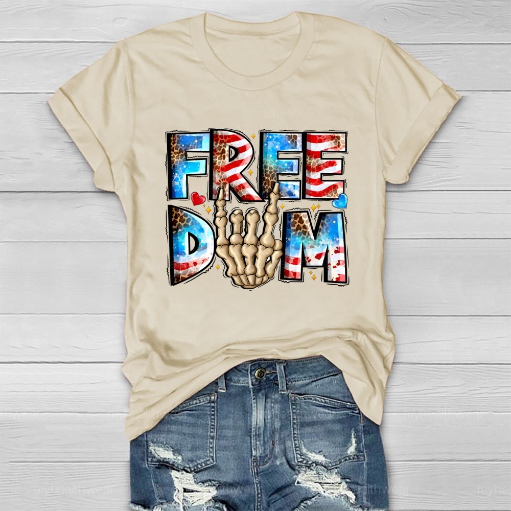 Freedom Independence Day Skull Hand Healthwear T-shirt