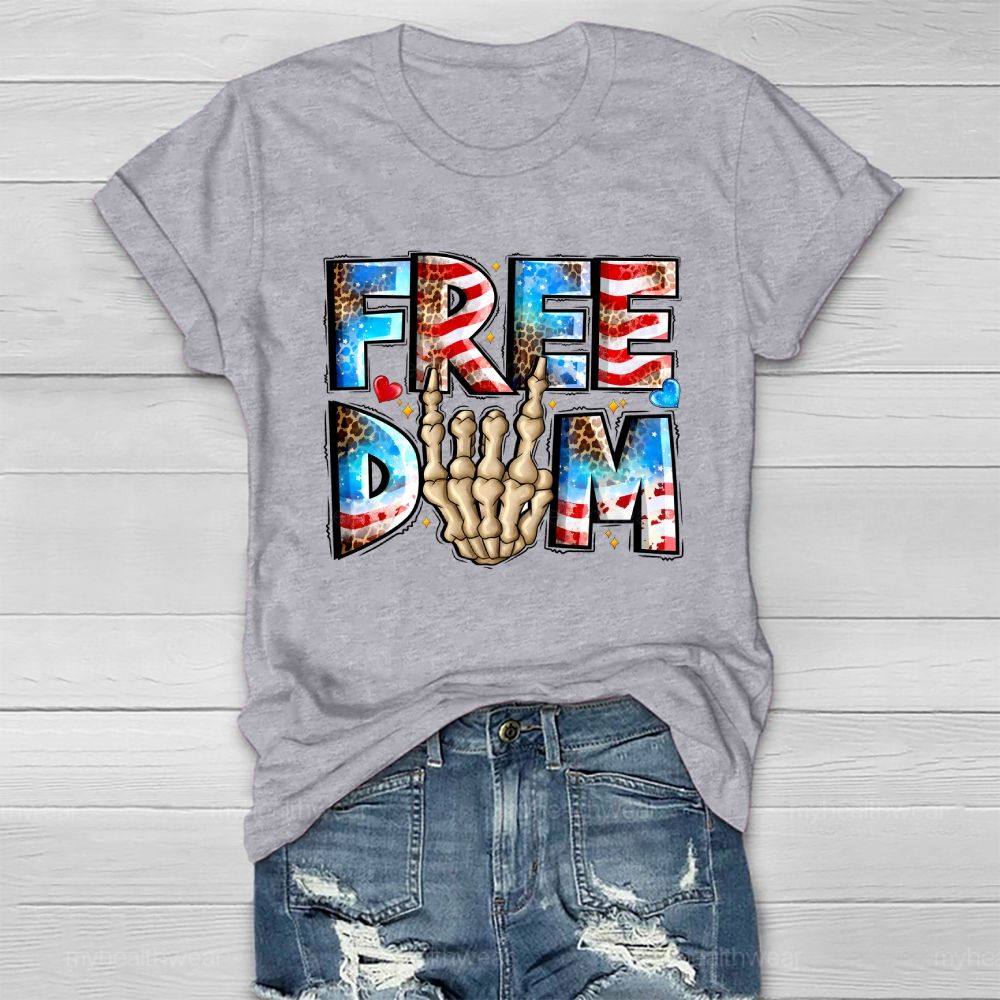 Freedom Independence Day Skull Hand Healthwear T-shirt