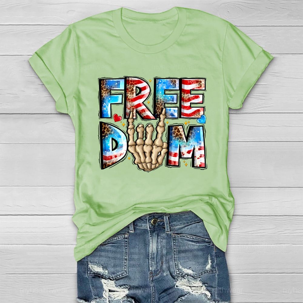 Freedom Independence Day Skull Hand Healthwear T-shirt