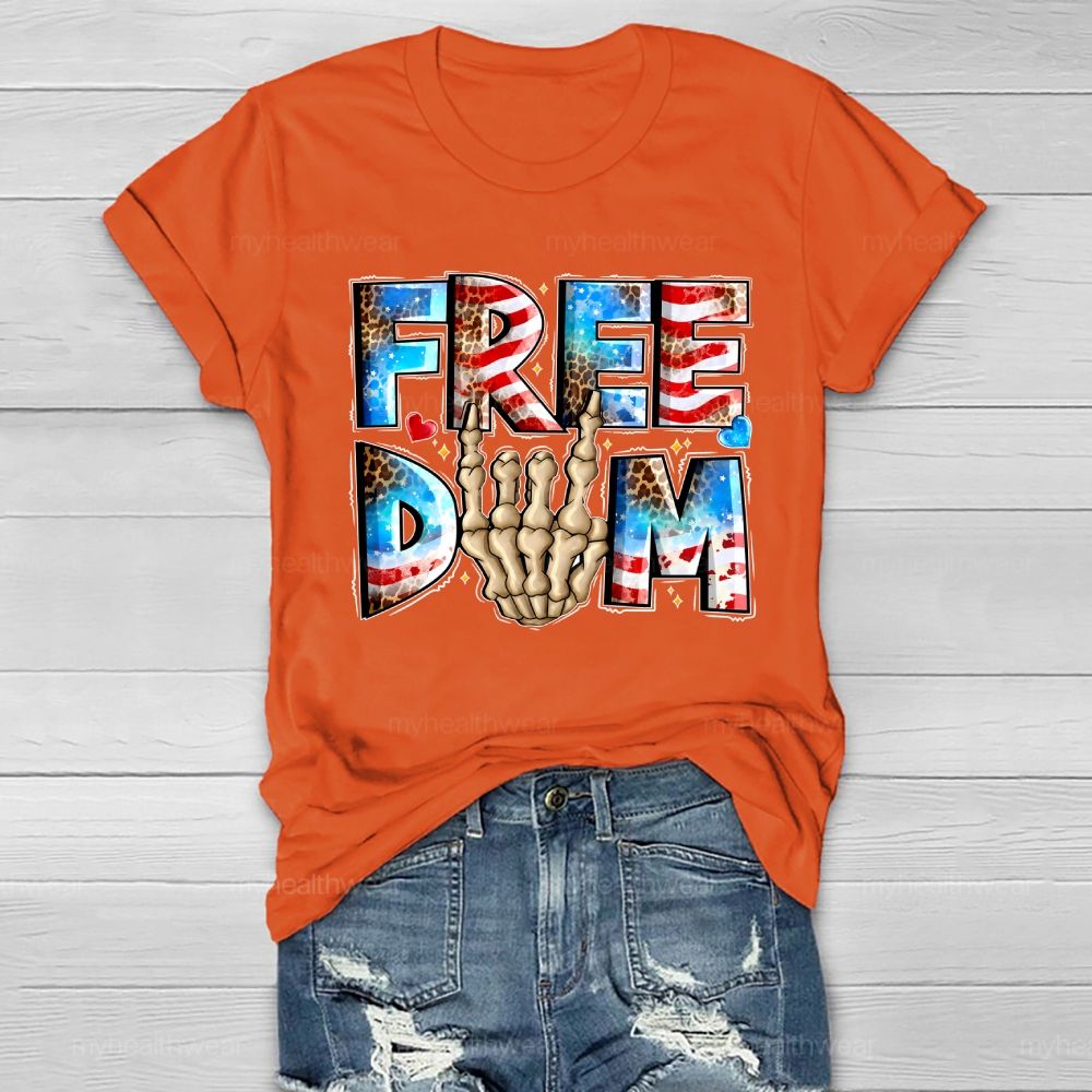 Freedom Independence Day Skull Hand Healthwear T-shirt