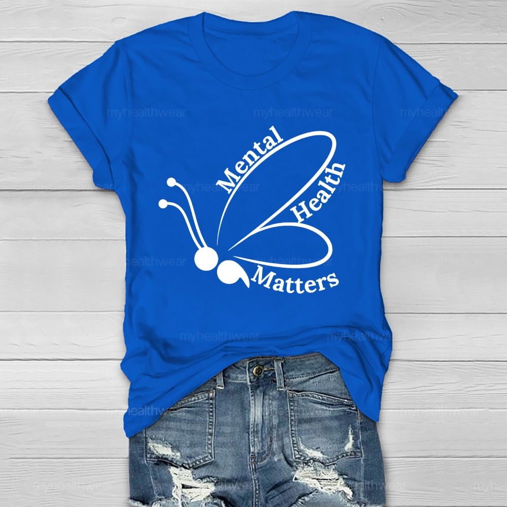 Mental Health Matters Butterfly Semicolon Healthwear T-shirt