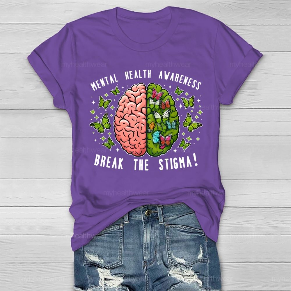 Break The Stigma Mental Health Awareness Brain Healthwear T-shirt