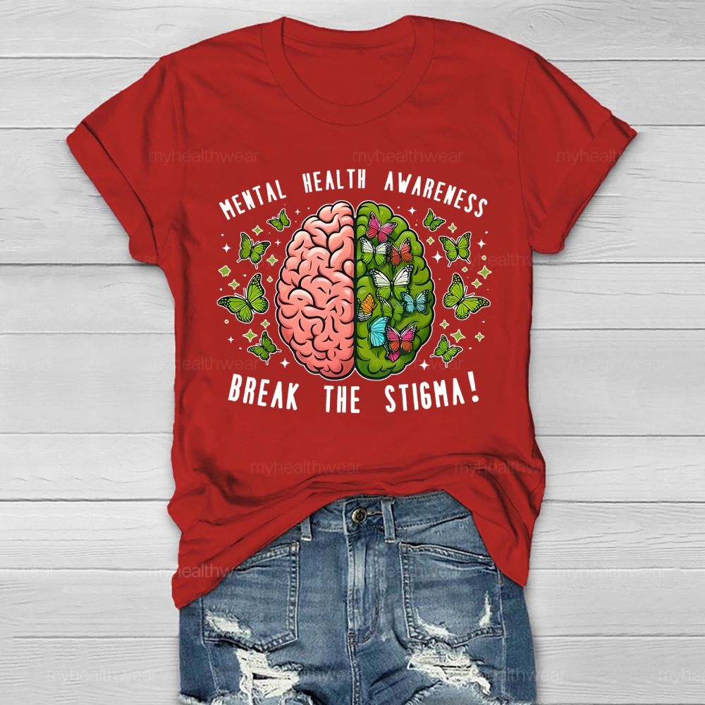 Break The Stigma Mental Health Awareness Brain Healthwear T-shirt